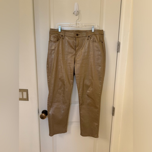 Chico's Denim - Chico's So Slimming Gold Metallic Alligator Ankle Jeans 3 16